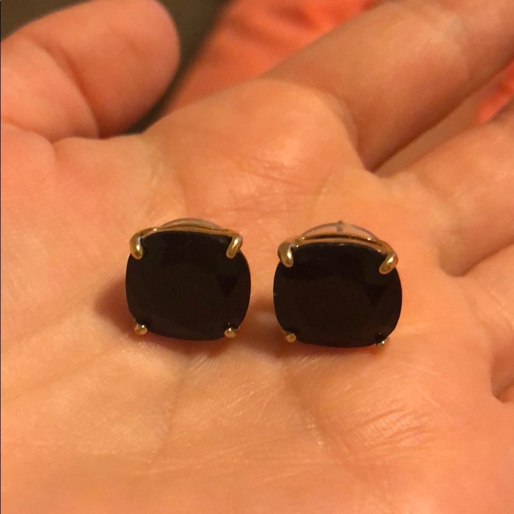 Kate Spade “Small Square Studs” in Black